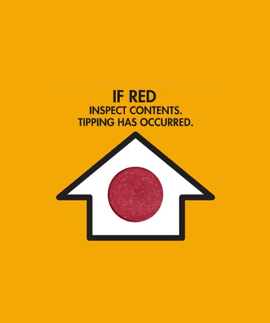 IF RED inspect contents. Tipping has occurred.